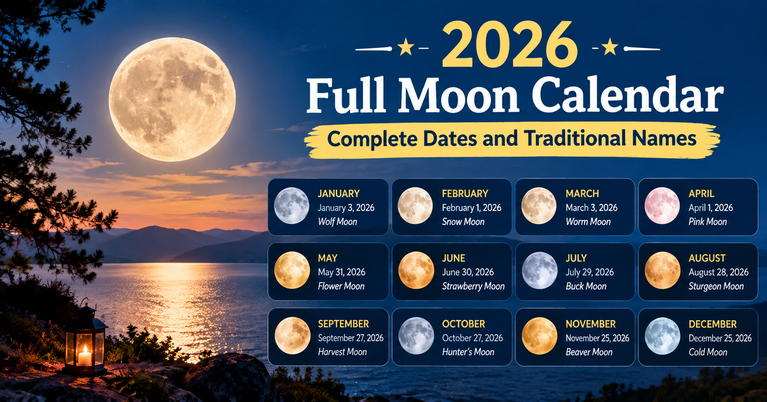 2026 Full Moon Calendar: Complete Dates and Traditional Names