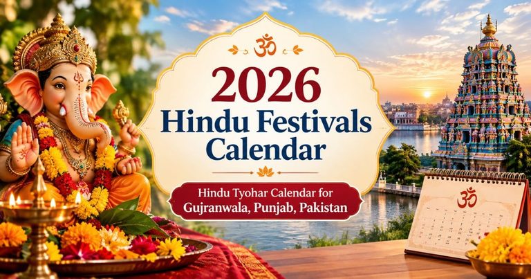 2026 Hindu Festivals Calendar, Hindu Tyohar Calendar for Gujranwala, Punjab, Pakistan