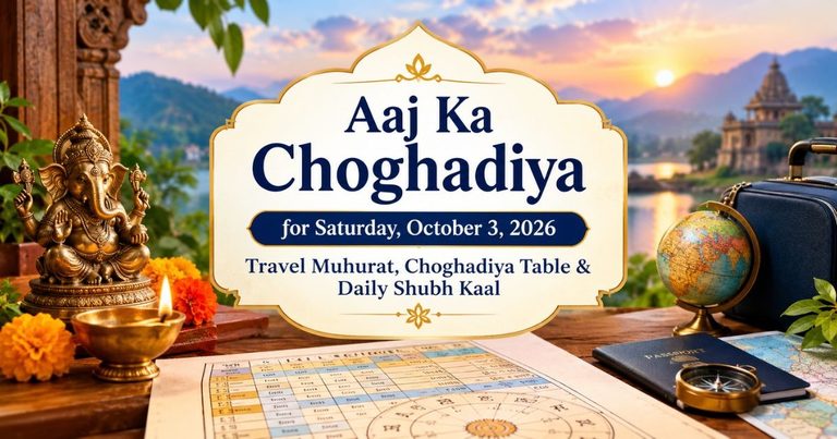 Aaj Ka Choghadiya for Saturday, October 3, 2026: Travel Muhurat, Choghadiya Table & Daily Shubh Kaal