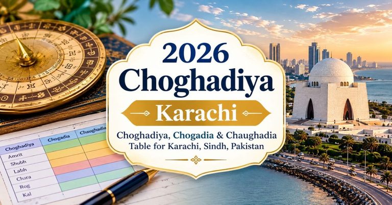 2026 Choghadiya Karachi: Choghadiya, Chogadia & Chaughadia Table for Karachi, Sindh, Pakistan