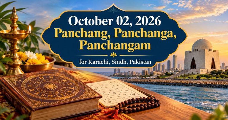 October 02, 2026 Panchang, Panchanga, Panchangam for Karachi, Sindh, Pakistan